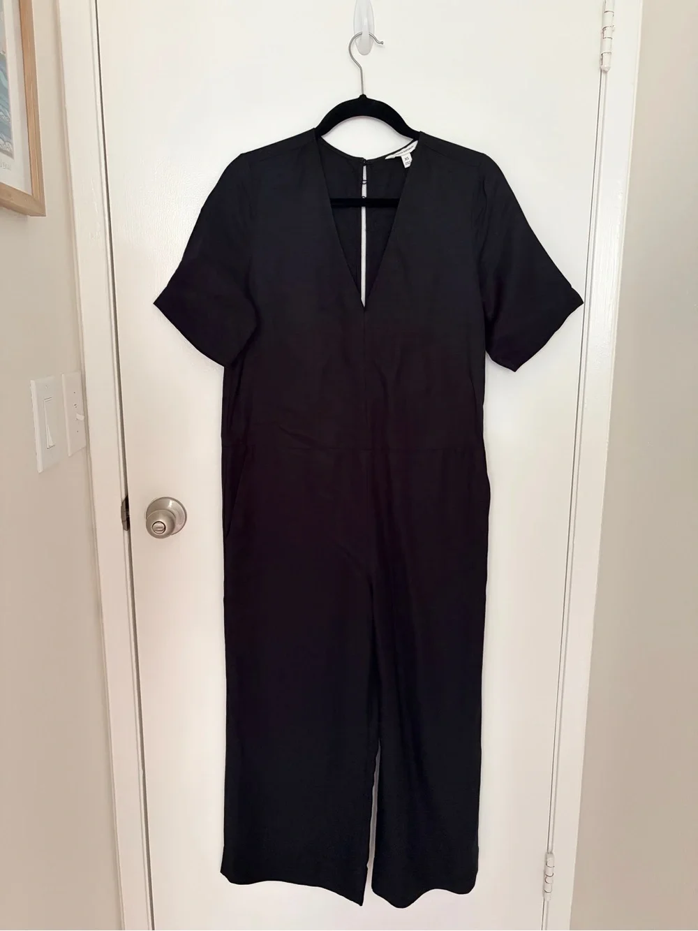 Banana Republic Modern Black Viscose Linen Wide Leg Jumpsuit-XS